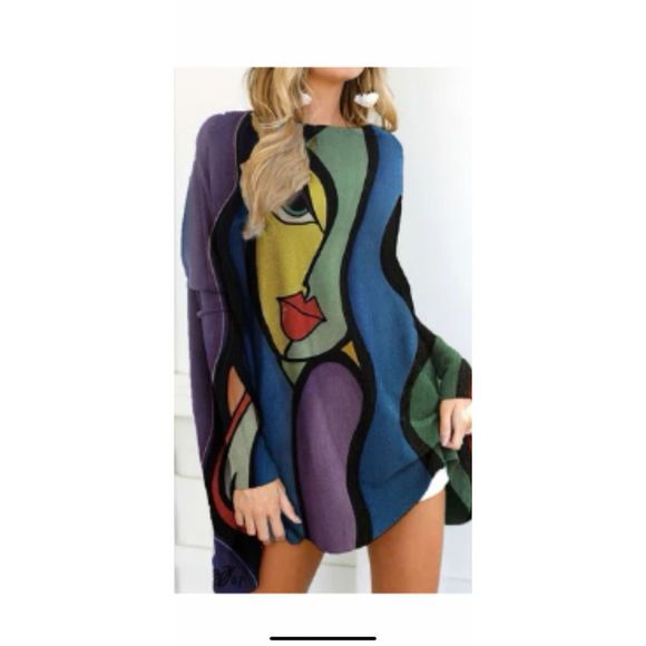 NWT, abstract, lightweight sweatshirt, material dress/tunic . Cotton says 3x on - Picture 1 of 12